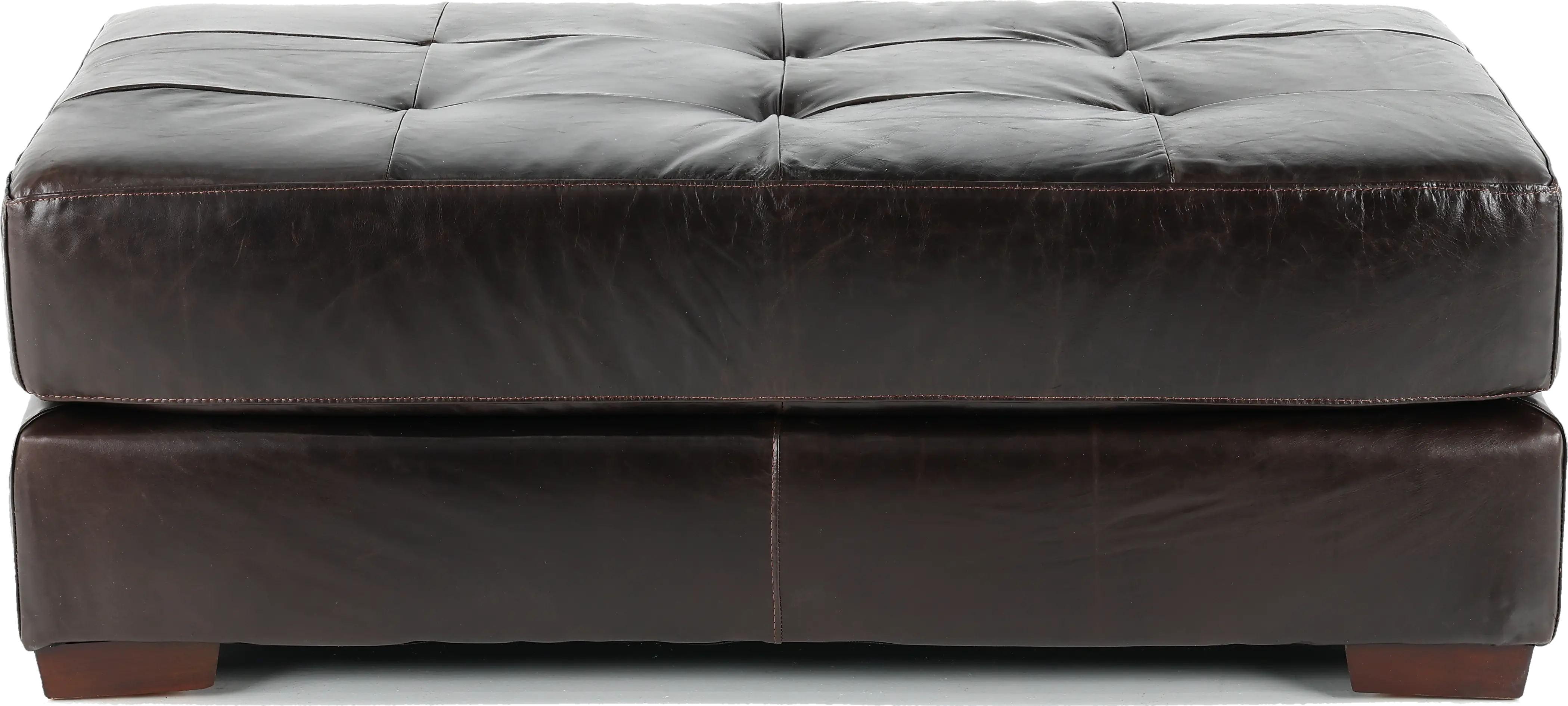 Mayfair Rustic Contemporary Tobacco Brown Leather Ottoman-1