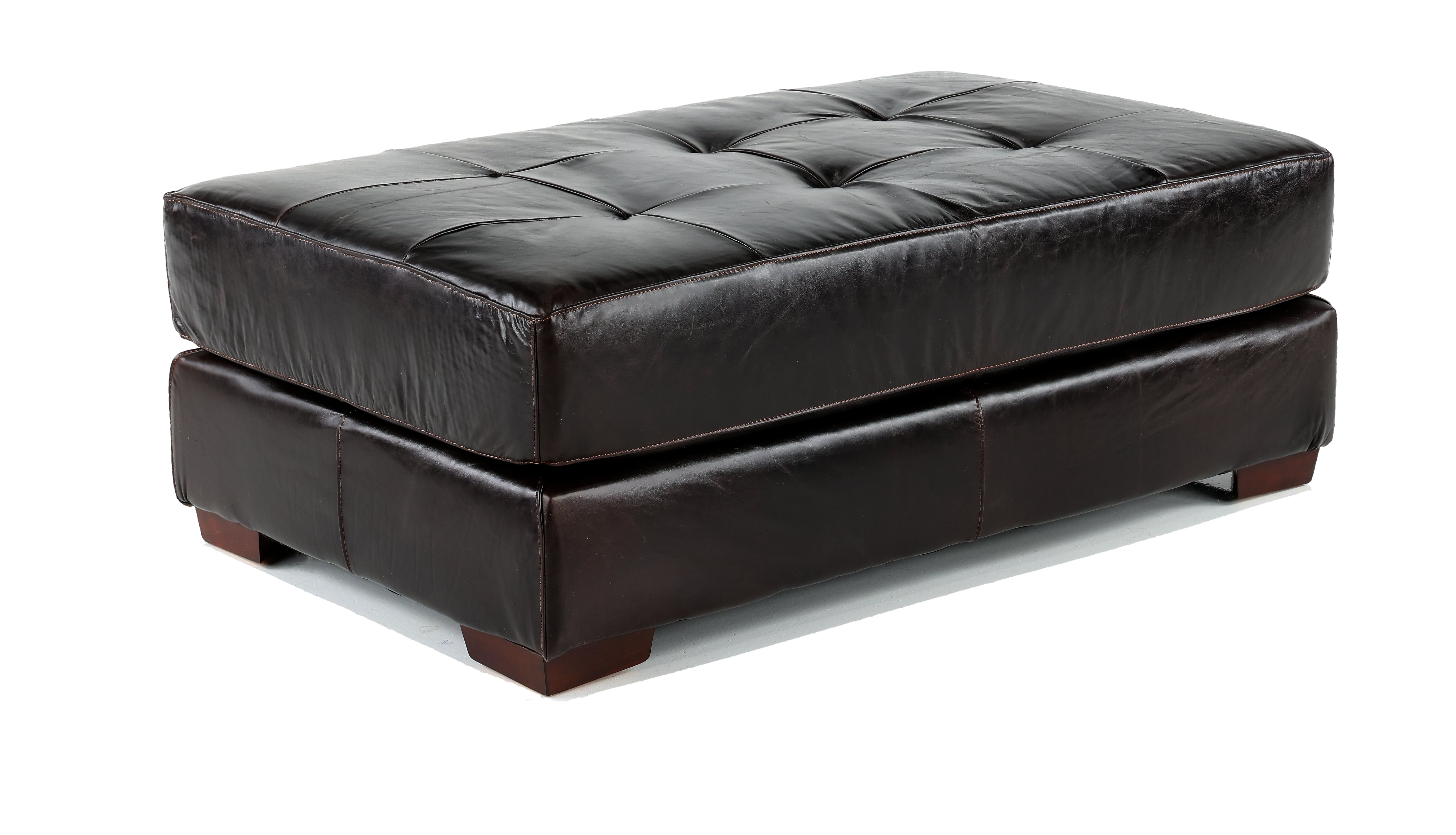 Mayfair Rustic Contemporary Tobacco Brown Leather Ottoman-2