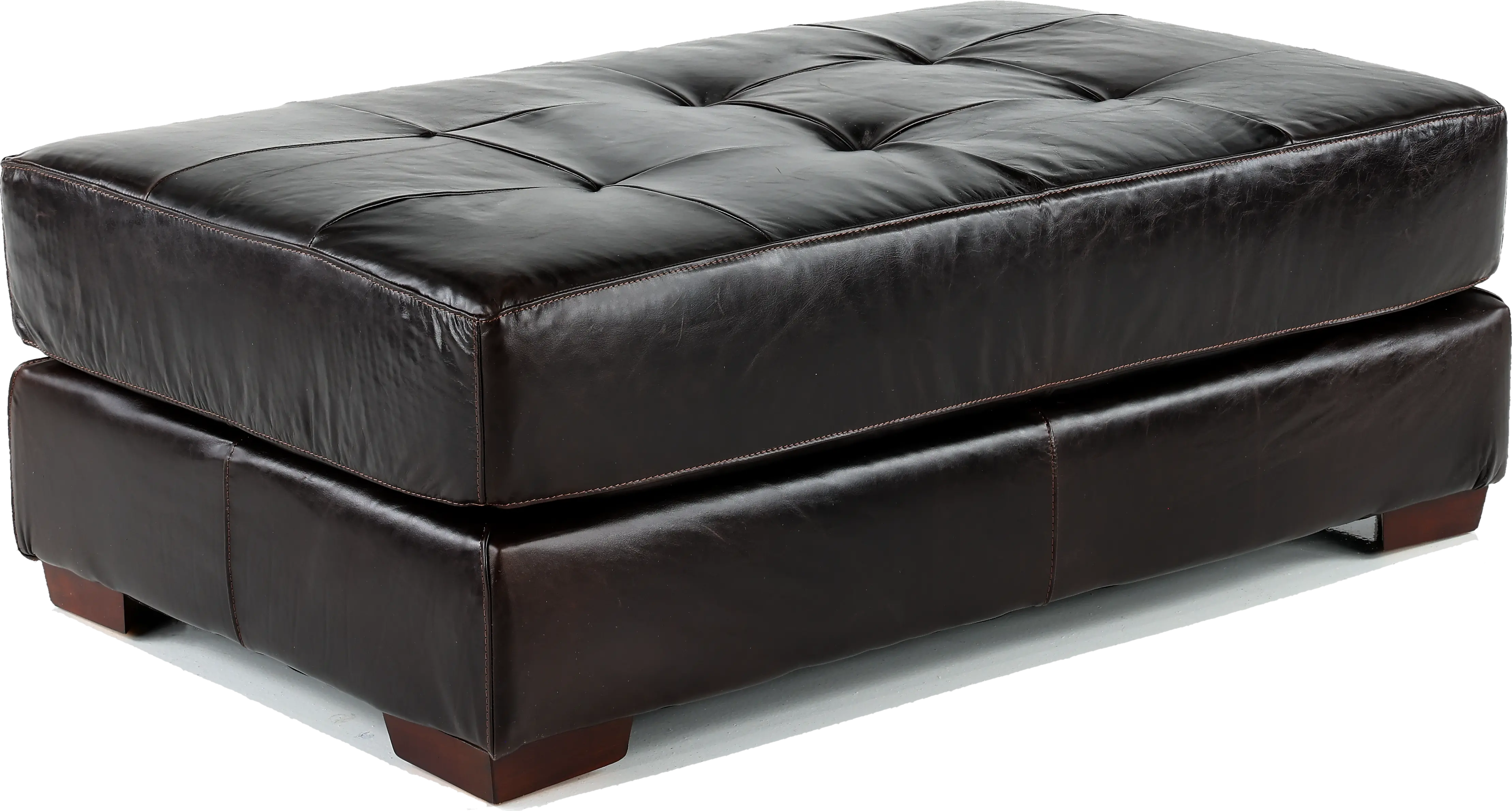 Mayfair Rustic Contemporary Tobacco Brown Leather Ottoman-2