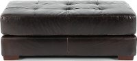 Rustic Contemporary Tobacco Brown Leather Ottoman - Mayfair