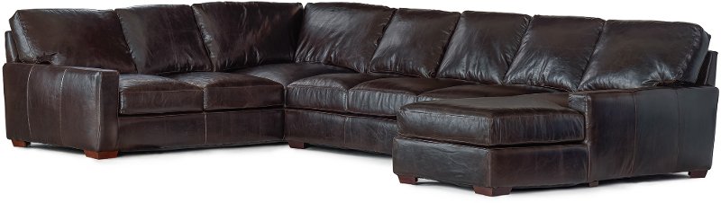 Contemporary Brown Leather 4 Piece Sectional Sofa Mayfair Rc