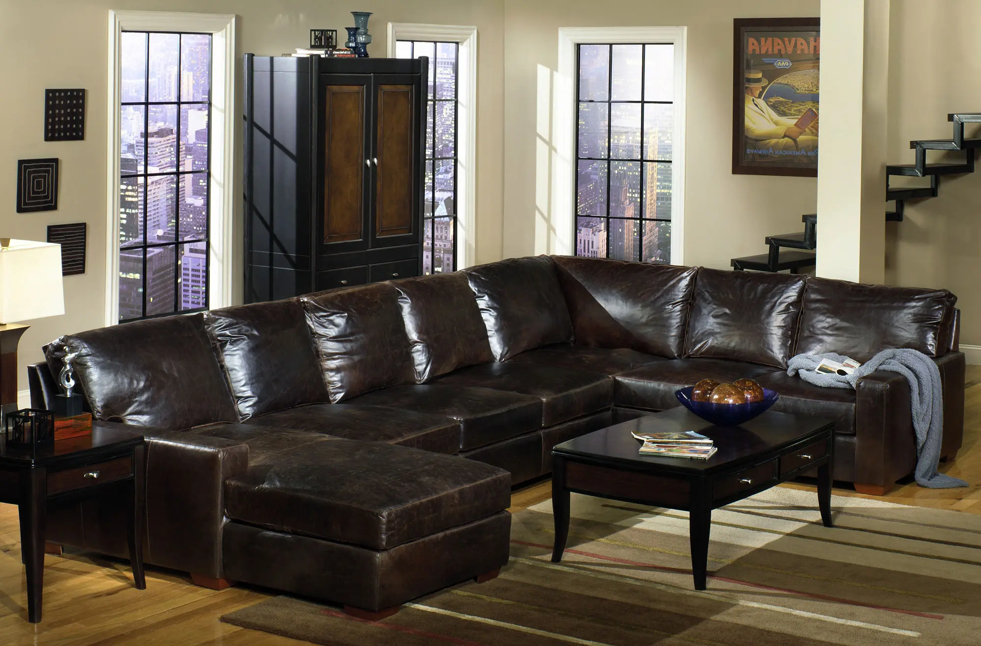 Mayfair 4-Piece U-Shaped Leather Sectional-2