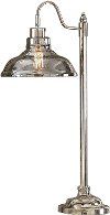 Nickel Table Lamp with Smoke Glass Shade