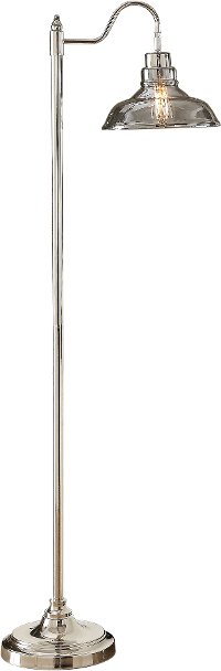 Nickel Floor Lamp with Smoke Glass Shade