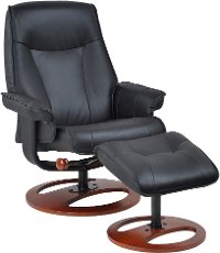 Black Swivel Recliner & Ottoman - Stress Free