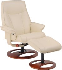 Taupe Swivel Recliner & Ottoman - Stress Free