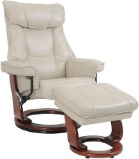 Augusta Taupe Swivel Recliner & Ottoman - Stress Free