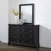 Black 6-Drawer Dresser & Mirror - Bedford