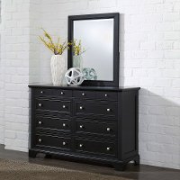 Black 6-Drawer Dresser & Mirror - Bedford