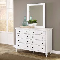 White 6-Drawer Dresser & Mirror - Bermuda