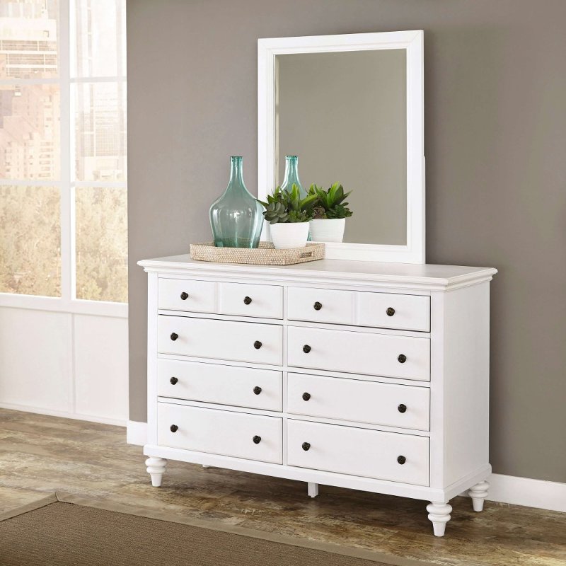 White 6 Drawer Dresser Mirror Bermuda Rc Willey Furniture Store