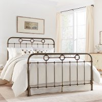 B1098/METALBED5/0 Rustic Queen Size Metal Bed - Madera