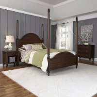 Bourbon Queen Poster Bed, Nightstand, Chest - Country Comfort