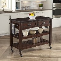 Bourbon Kitchen Cart with Wood Top - Country Comfort