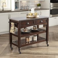 Bourbon Kitchen Cart with Stainless Steel Top - Country Comfort
