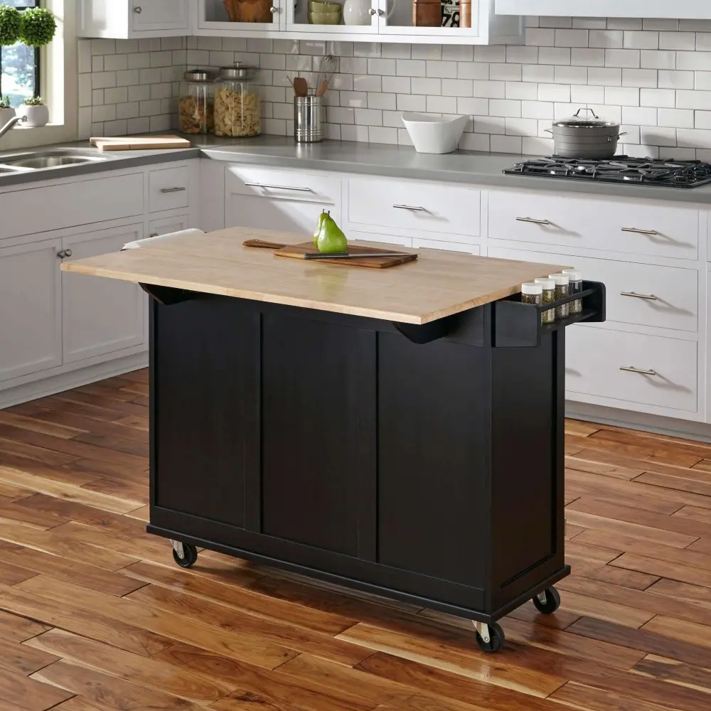 Black Wood Top Kitchen Cart - Liberty-2