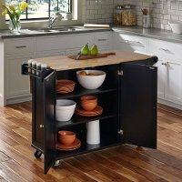 Black Wood Top Kitchen Cart - Liberty-3