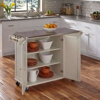 White Stainless Top Kitchen Cart - Liberty -2