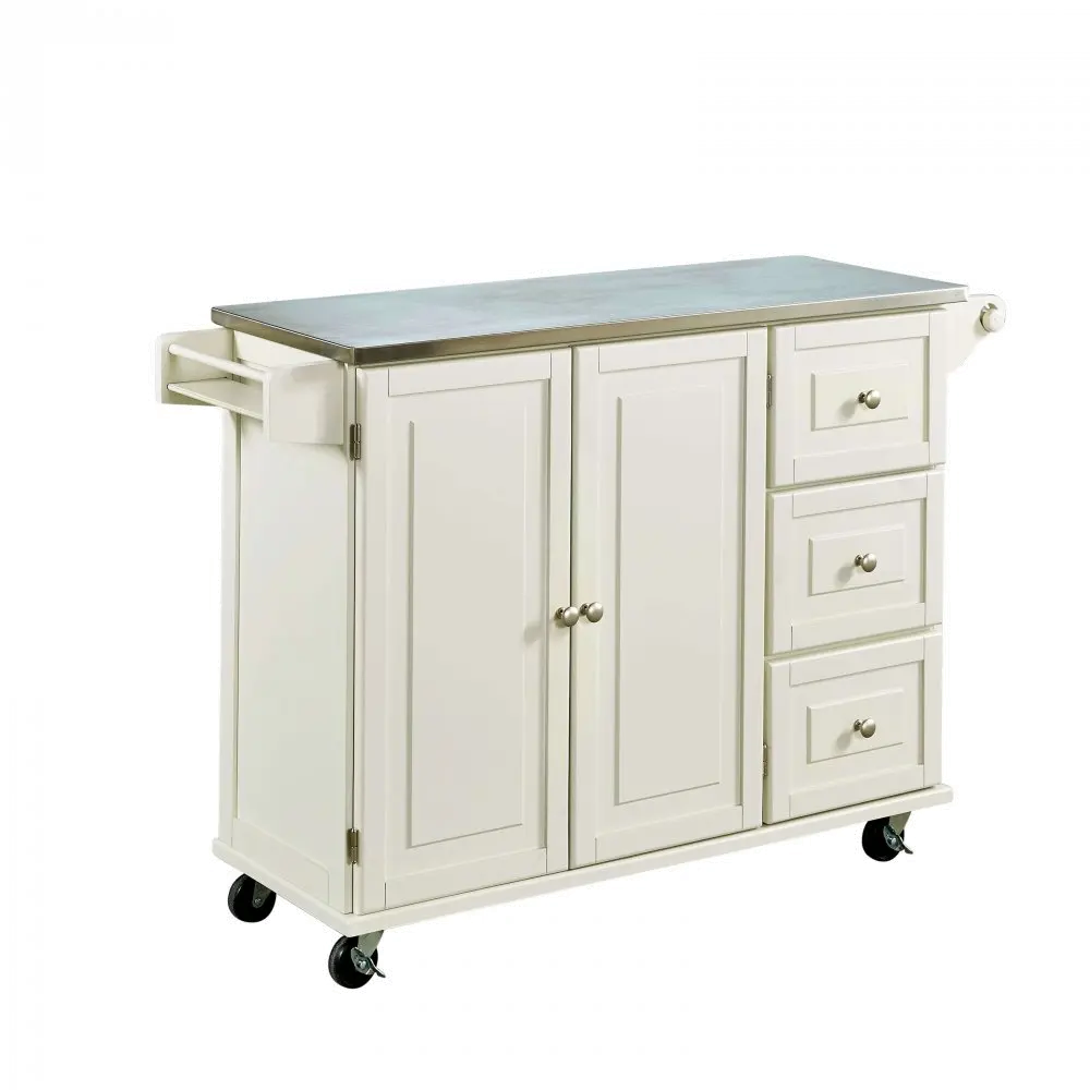 White Stainless Top Kitchen Cart - Liberty -3