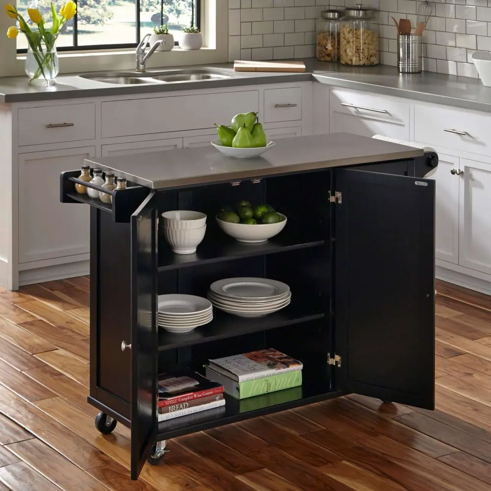 Black Stainless Top Kitchen Cart - Liberty -2