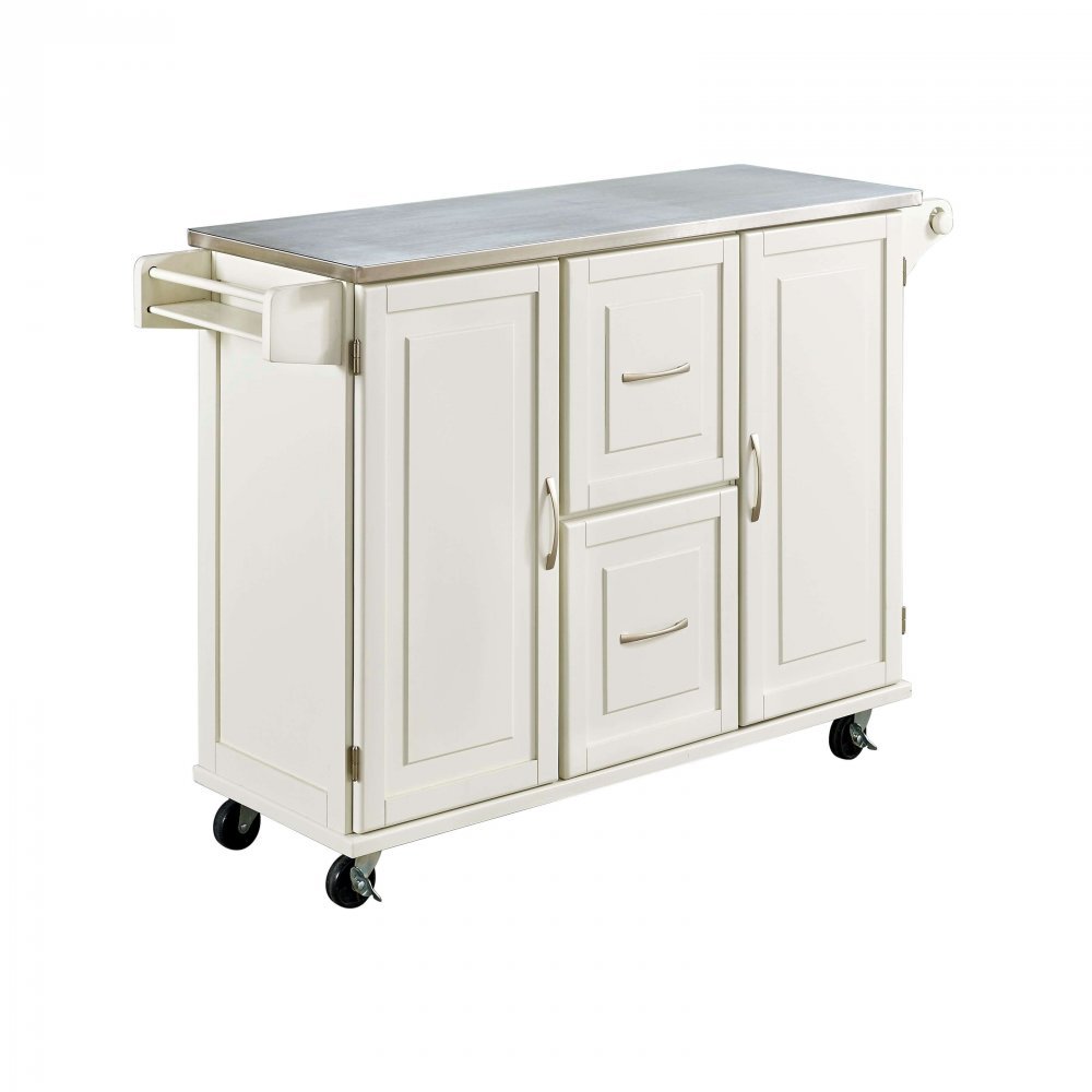White Stainless Top Kitchen Cart - Patriot -3
