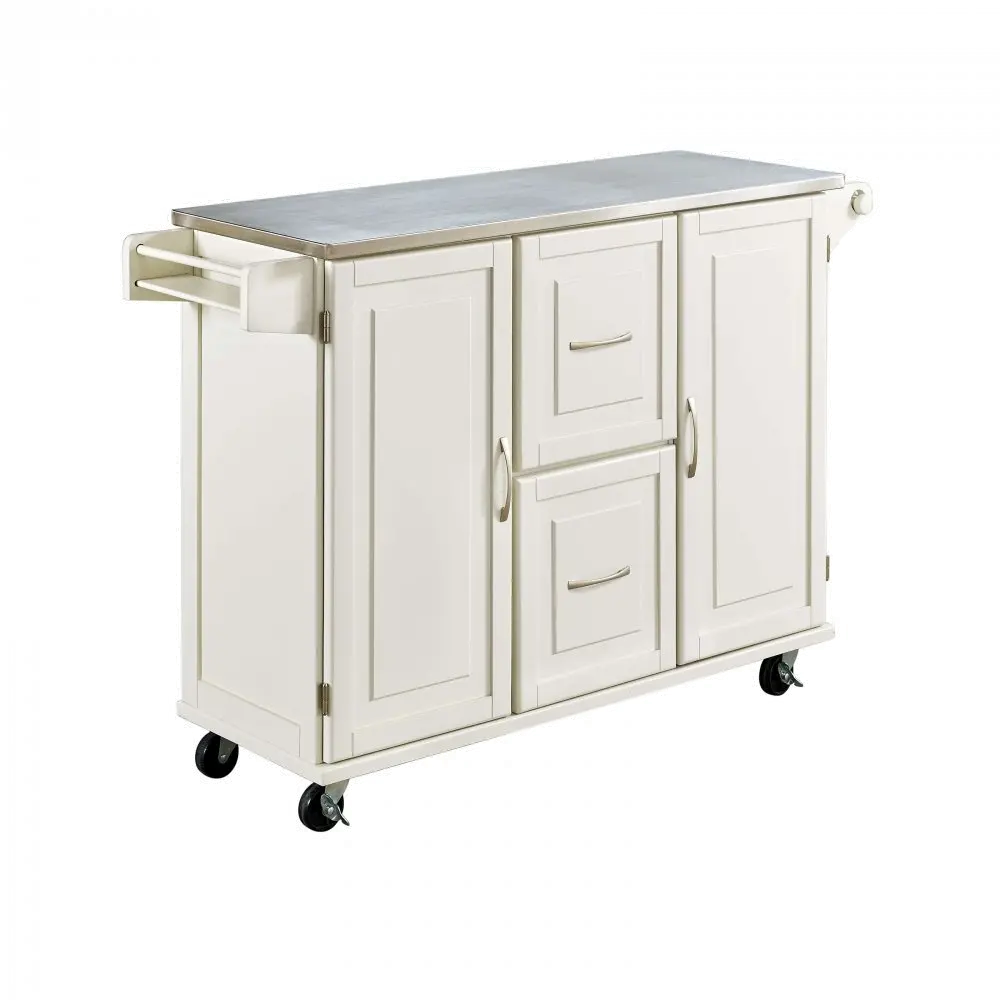 White Stainless Top Kitchen Cart - Patriot -3