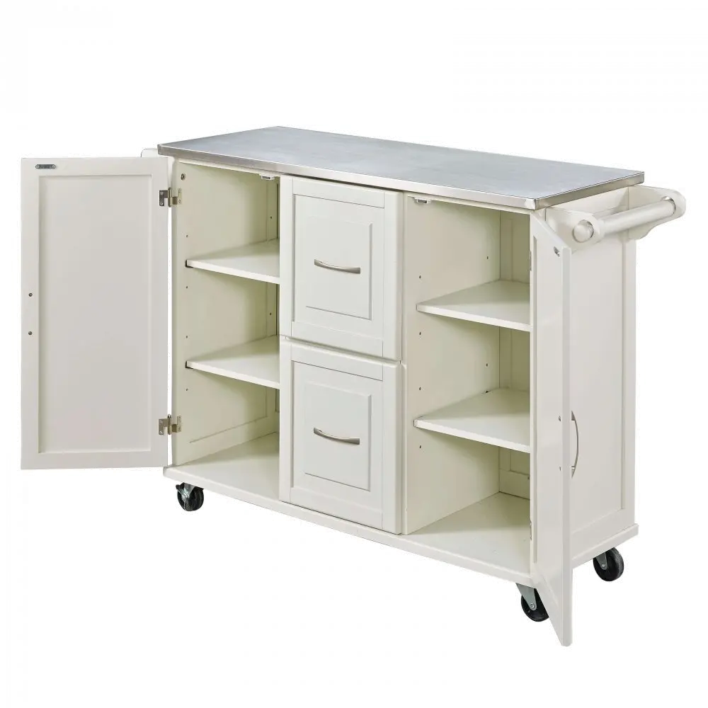 White Stainless Top Kitchen Cart - Patriot -4