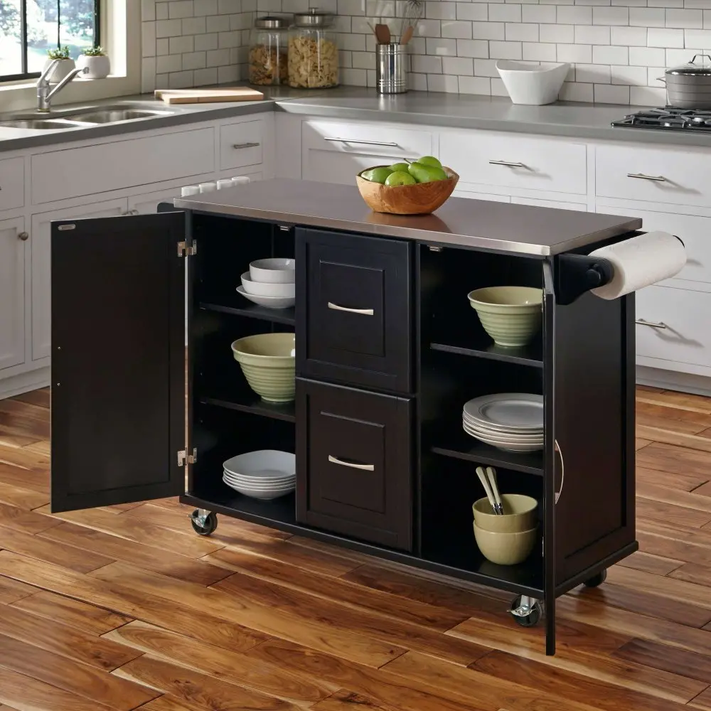 Black Stainless Top Kitchen Cart - Patriot-2