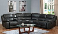 Steamboat Charcoal Gray Leather-Match 6 Piece Reclining Sectional - Monticello