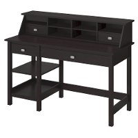Espresso Oak Open Storage Desk and Organizer - Broadveiw