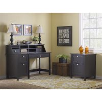 Espresso Oak Single Pedestal Desk, Organizer, File - Broadview