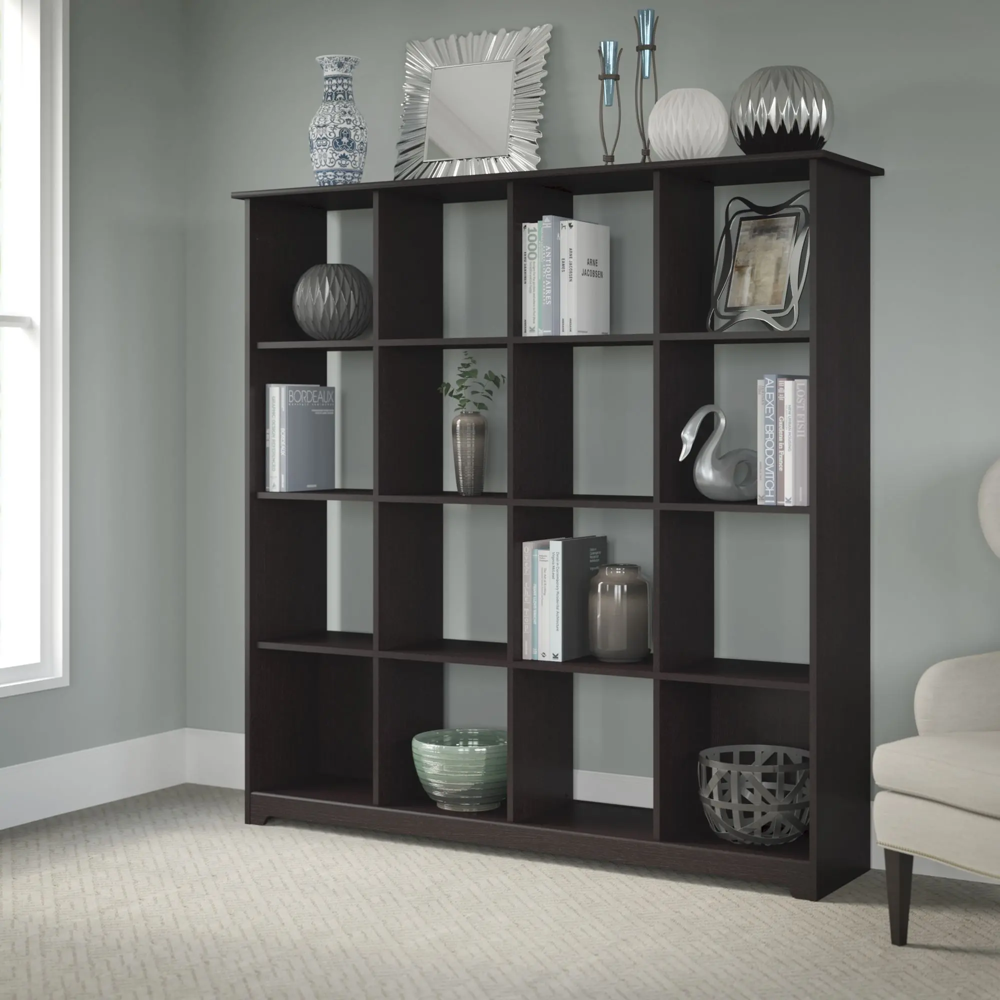 WC31803-03 Espresso Oak 16-Cube Bookcase - Cabot -2