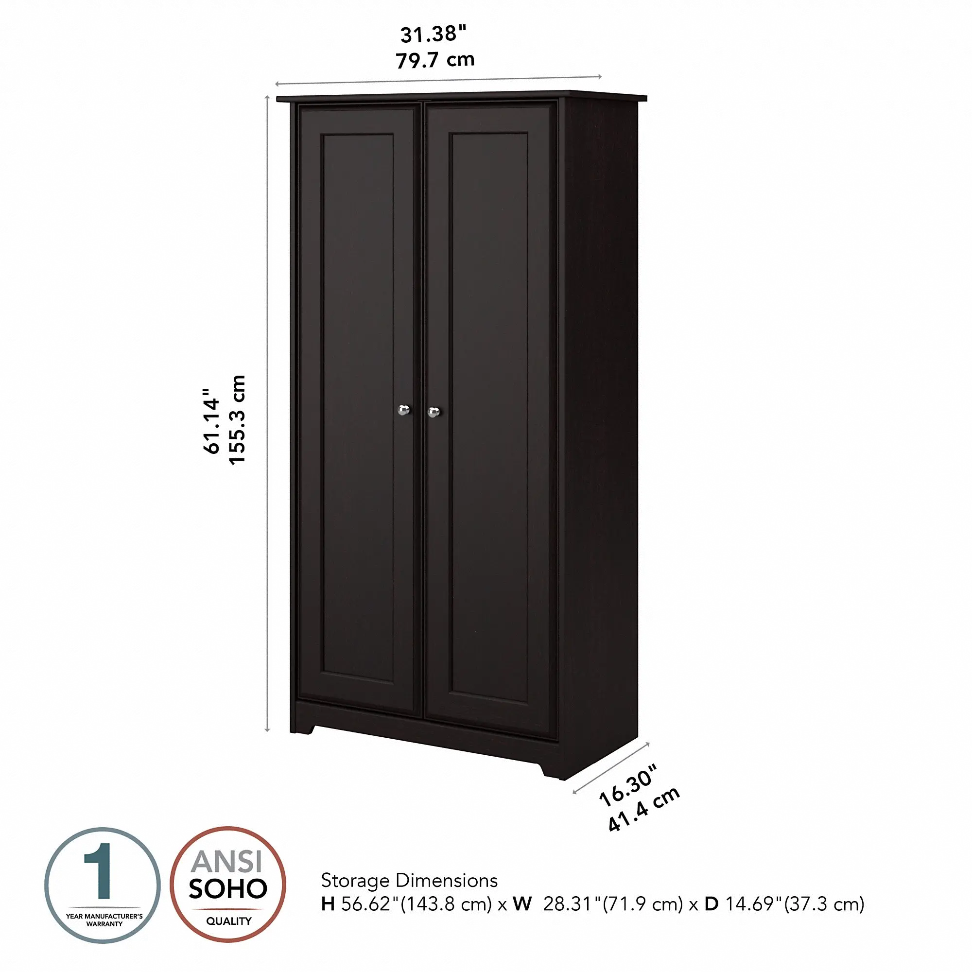 WC31897-03 Espresso Oak 2-Door Tall Storage - Cabot-6