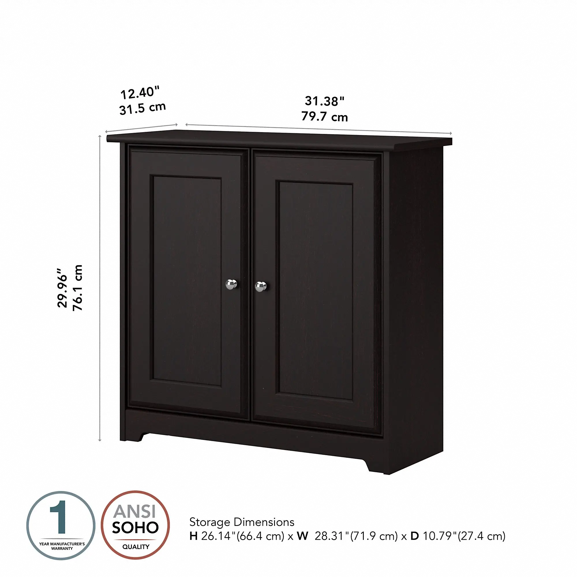 WC31896-03 Espresso Oak 2-Door Low Storage - Cabot-6