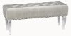 Granite Gray Velvet Tufted Bench with Acrylic Legs