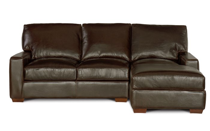 Mayfair Contemporary Brown Leather Sofa-Chaise