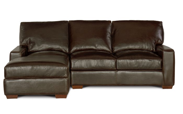 Mayfair Contemporary Brown Leather Sofa-Chaise