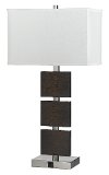 Rust Brushed Steel and Wooden Night Stand Table Lamp