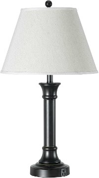 Metal Table Lamp with 2 Built-In Power Outlets