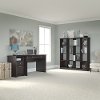 Espresso Oak 48 Inch Writing Desk, Pedestal File, Bookcase - Cabot -1