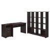 Espresso Oak 48 Inch Writing Desk, Pedestal File, Bookcase - Cabot -2