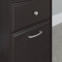 Espresso Oak 48 Inch Writing Desk, Pedestal File, Bookcase - Cabot-4