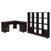 Espresso Oak 60 Inch L-Desk and Bookcase - Cabot