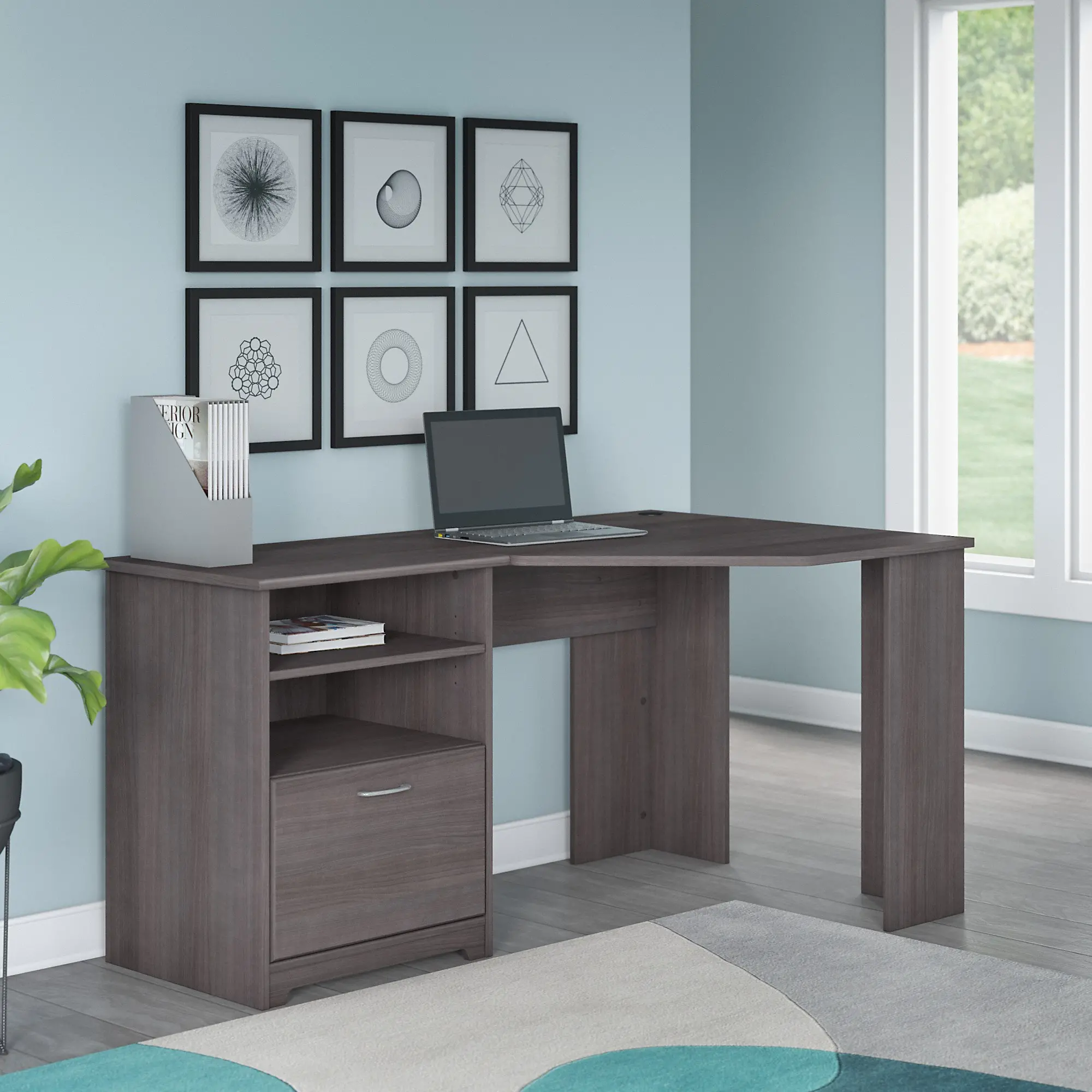 WC31715K Heather Gray Corner Desk - Cabot-1