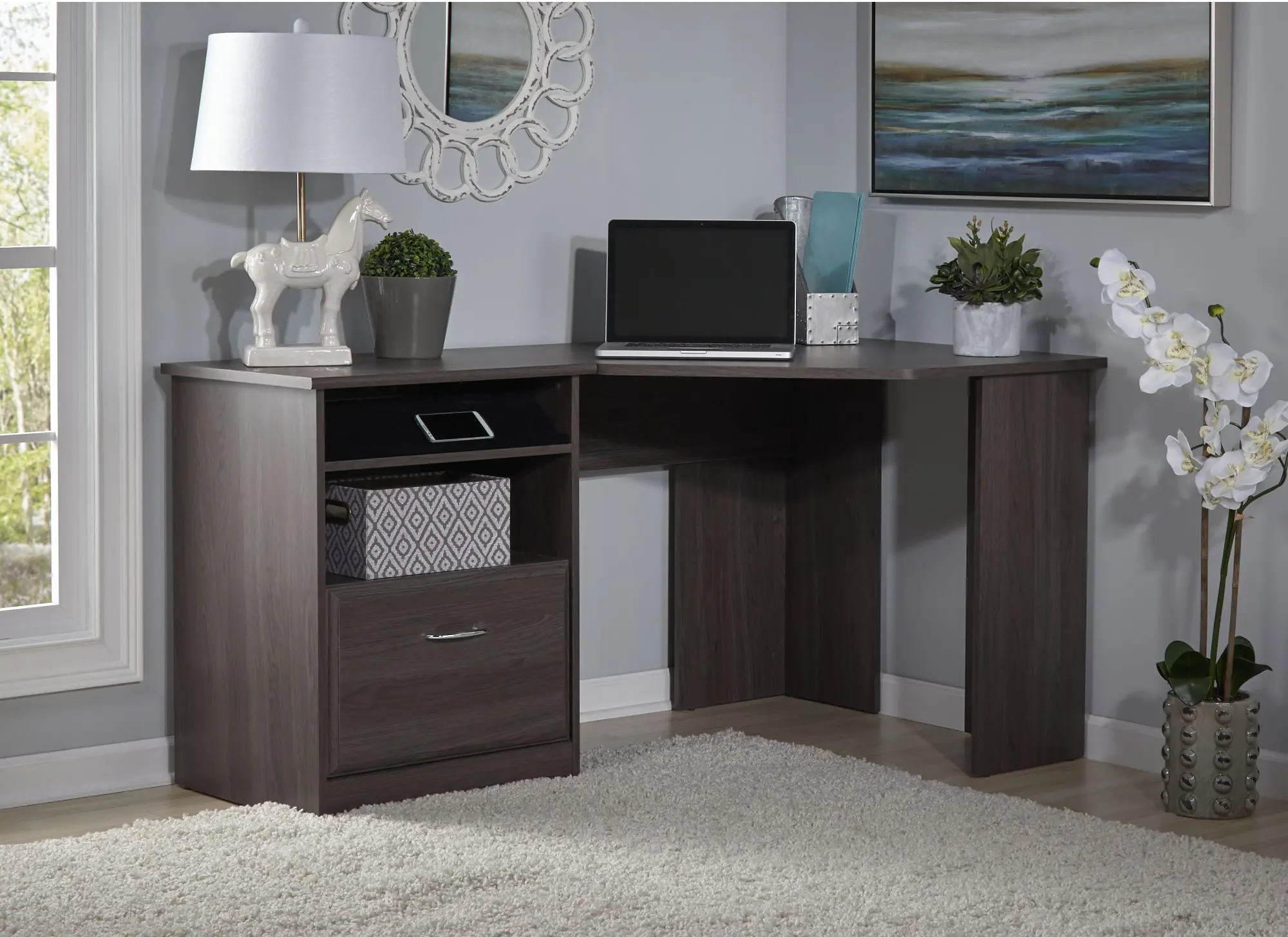 WC31715K Heather Gray Corner Desk - Cabot-7