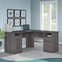 Heather Gray Wide L-Desk (60 Inch) - Cabot