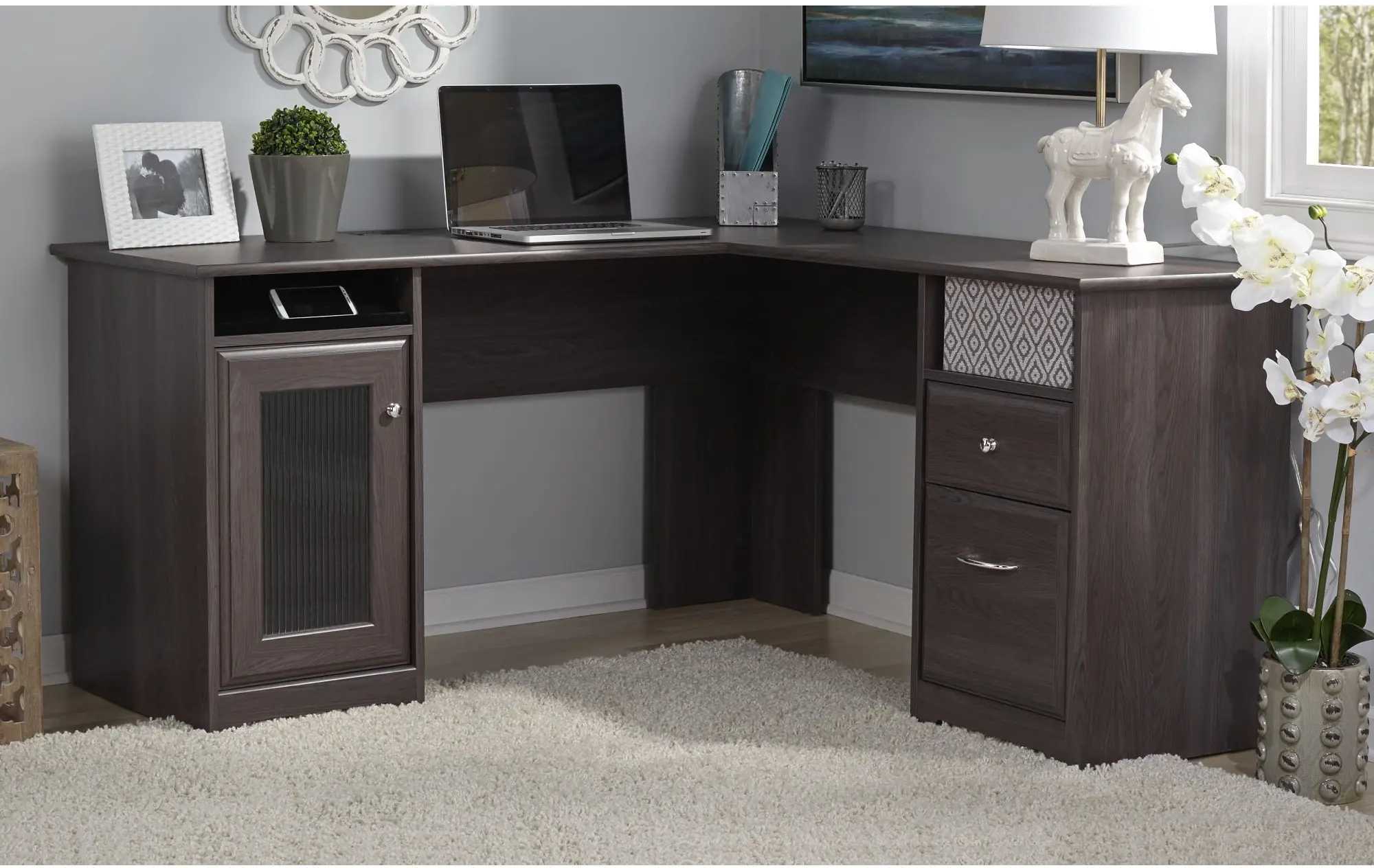 WC31730K Heather Gray Wide L-Desk (60 Inch) - Cabot-6