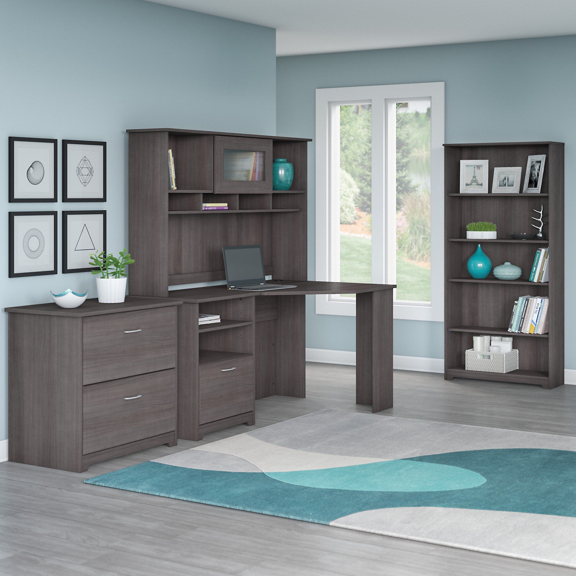 Heather Gray 5-Shelf Bookcase - Cabot-3