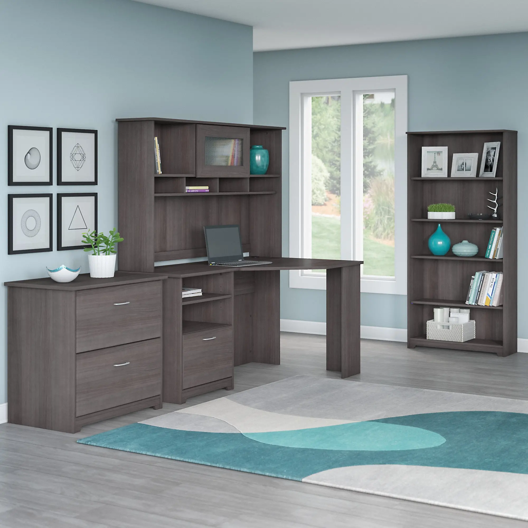 WC31766 Heather Gray 5-Shelf Bookcase - Cabot-3