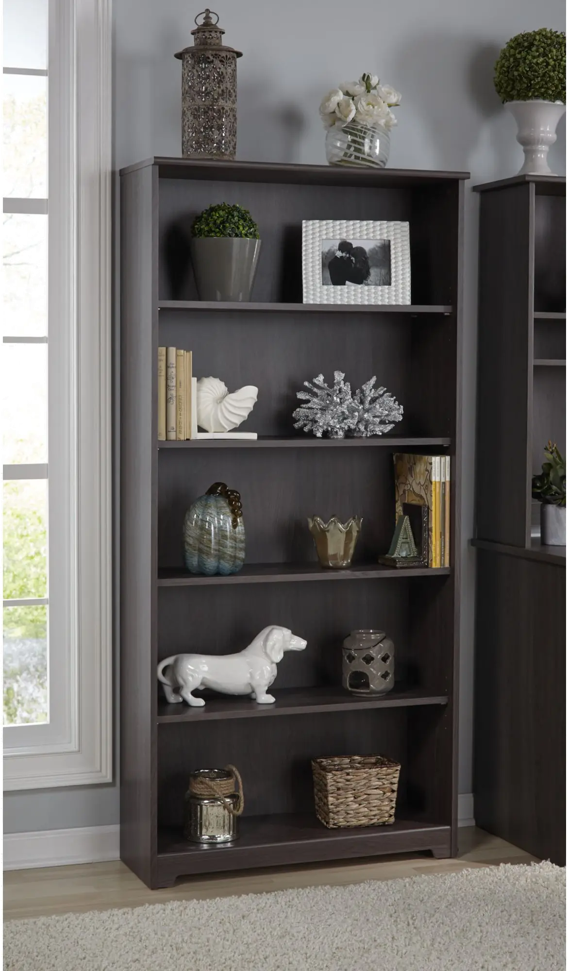 WC31766 Heather Gray 5-Shelf Bookcase - Cabot-5